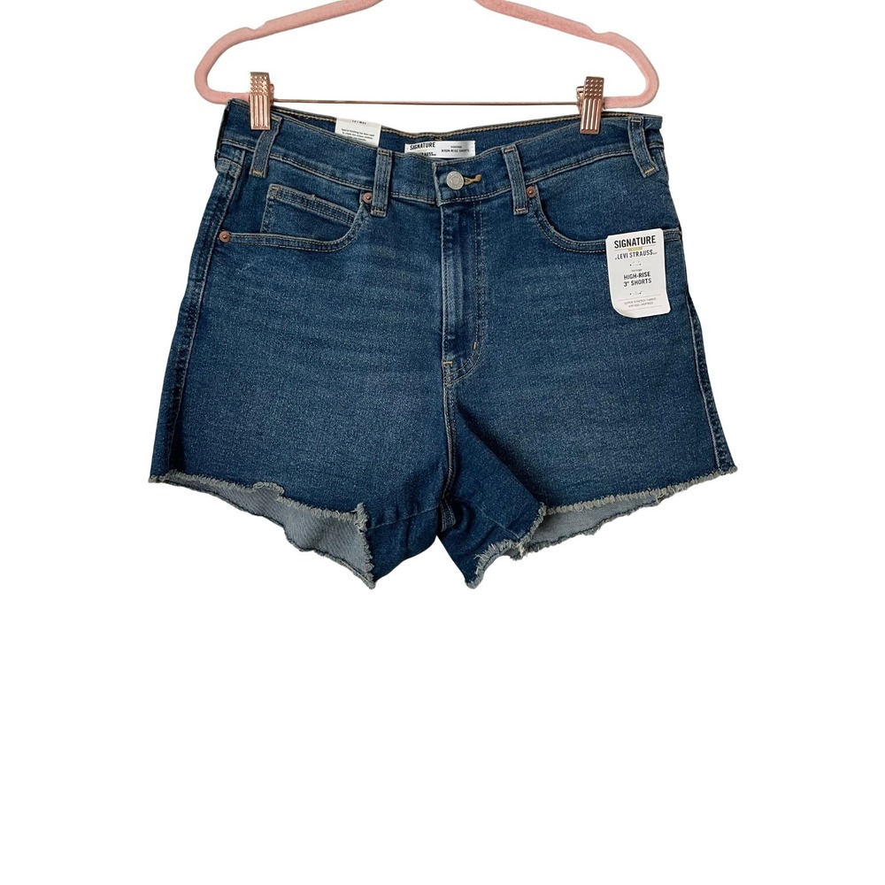 Levis Shorts Womens Size 31 Blue Strauss Heritage High Rise 3 Inch Dark Wash NEW